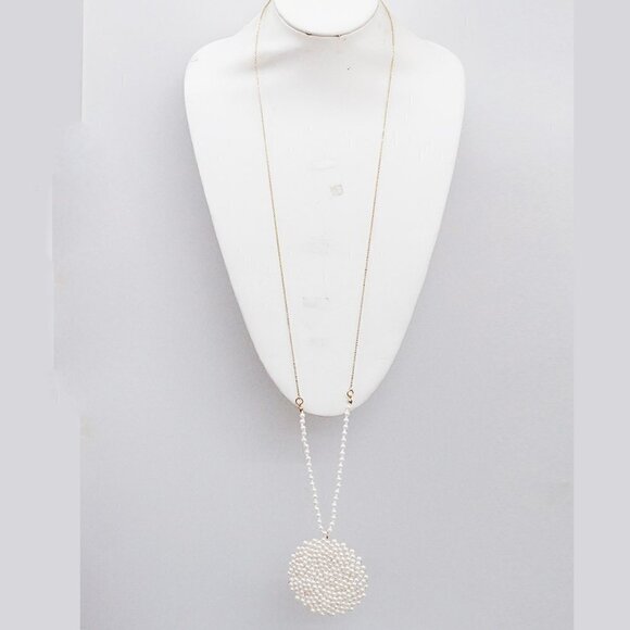 Long Pearl Circle Necklace NWT - Picture 2 of 2